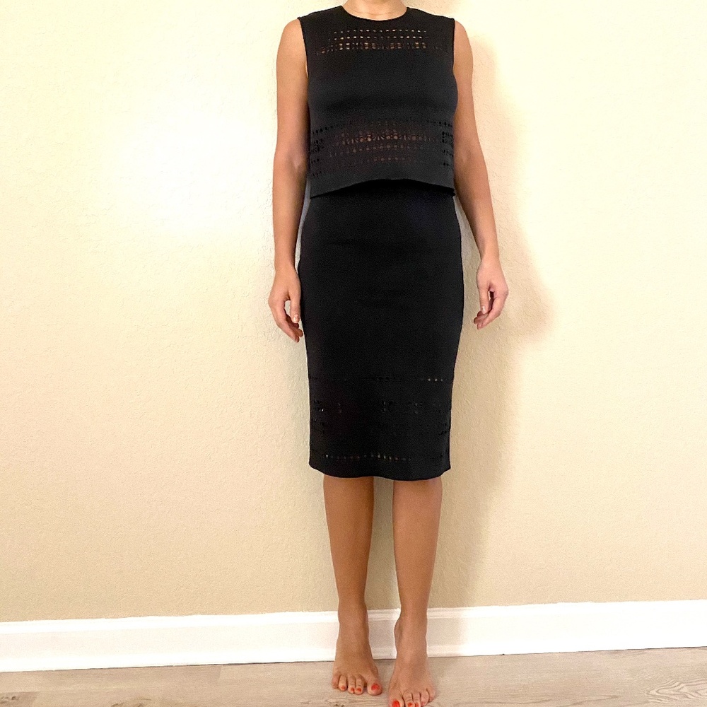 Clover Canyon Black Laser Cut Skirt & Top XS